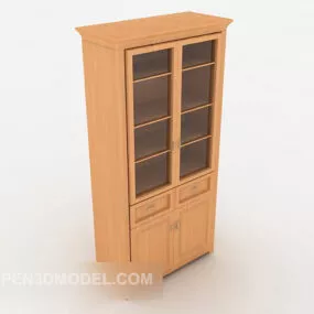 Yellow Solid Wood Office Cabinet 3d model