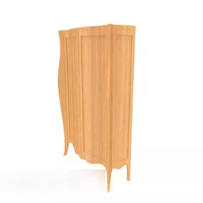Yellow Solid Wood Simple Side Cabinet 3d model