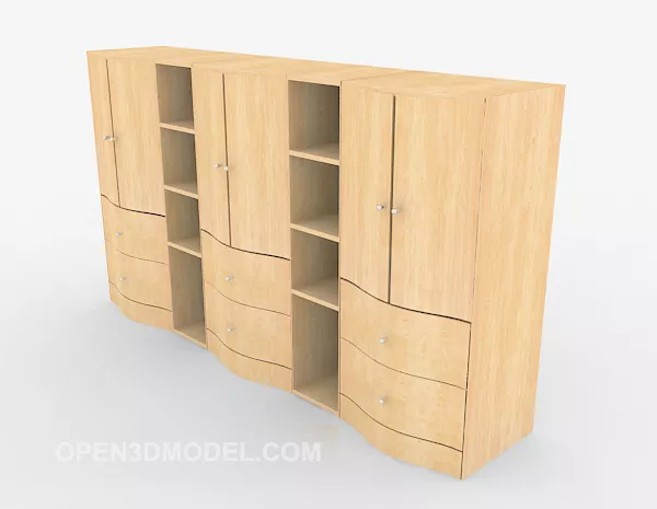 Walnut Wardrobe With Shelf 3d model