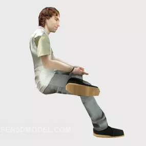 Young Men Sitting 3d model