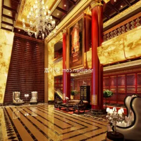 Theater Center Lobby Interior 3d model