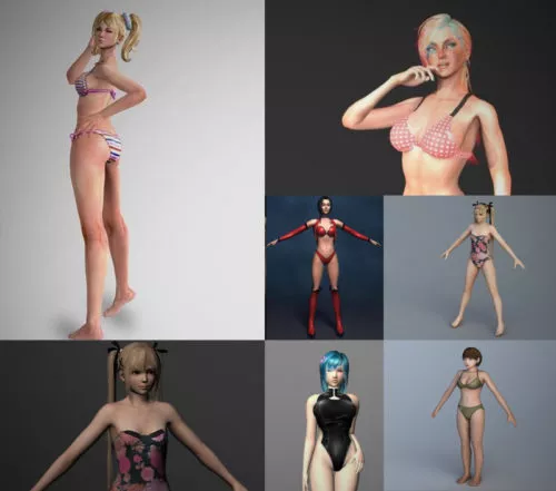 10 Bikini Girl 3D Models Collection