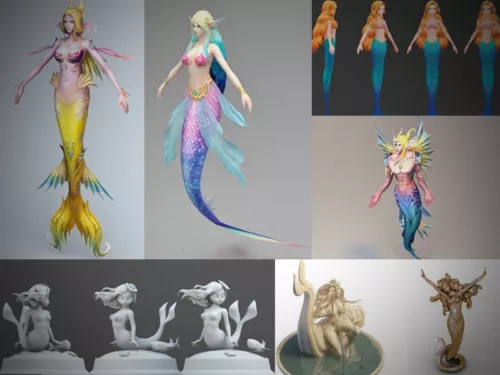 10 Mermaid Rig 3D Models Collection