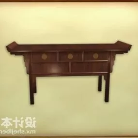 Walnut Console Desk Traditional Style 3d model