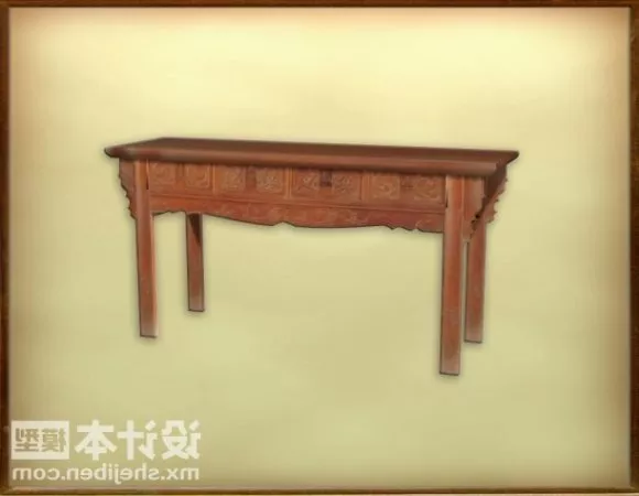 Asian Classical Chair With Desk 3d model