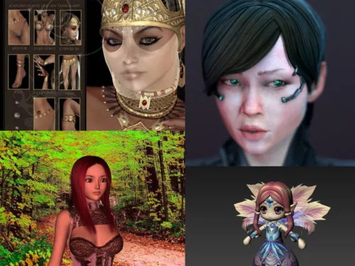 15 Beauty Girl Character Obj 3D Models Collection