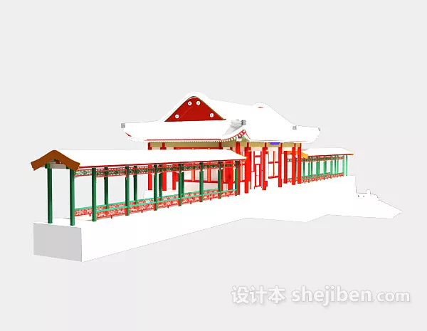 Chinese Ancient Corridor Building 3d model Chinese Ancient Corridor Building 3d model