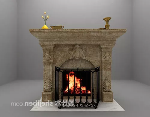 Elegant Fireplace Furniture Vianna 3d model