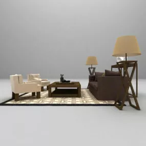 Modern Living Room Sofa Chair Set 3d model