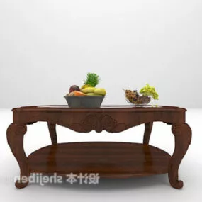 European Vintage Wooden Coffee Table 3d model