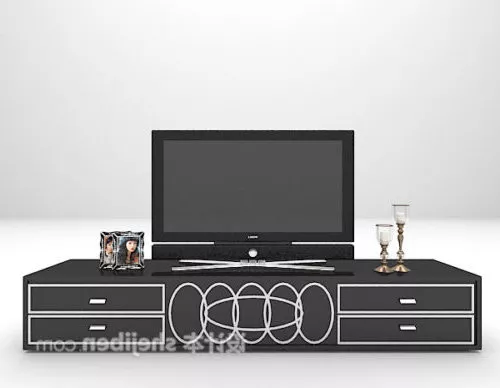 European Antique Black Tv Cabinet 3d model European Antique Black Tv Cabinet 3d model
