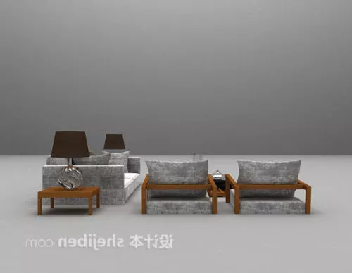 Modern Chinese Sofa Set 3d model Modern Chinese Sofa Set 3d model