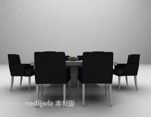 Table And Chair Black Leather Combination 3d model Table And Chair Black Leather Combination 3d model