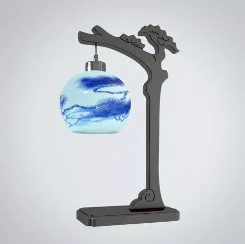 Chinese Porcelain Shade Table Lamp 3d model Chinese Porcelain Shade Table Lamp 3d model