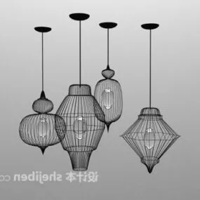 Modern Black Iron Chandelier 3d model