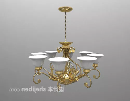 European Classic Brass Chandelier 3d model European Classic Brass Chandelier 3d model