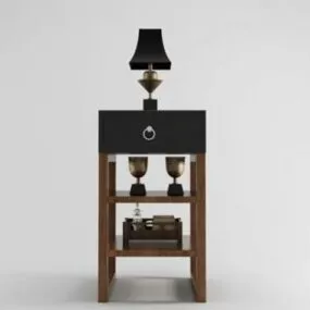 Elegant Wood Bedside Table 3d model