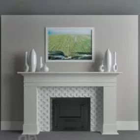 European Fireplace White Stone 3d model