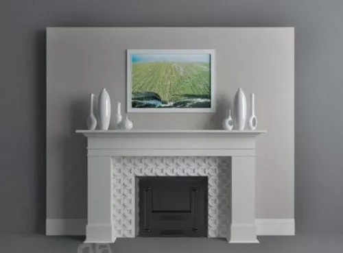 European Fireplace White Stone 3d model European Fireplace White Stone 3d model