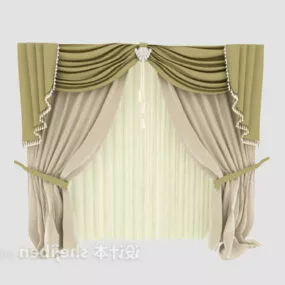 European Brown Curtain Classic Style 3d model