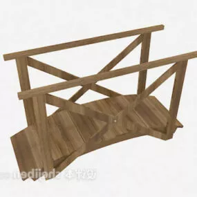 Wood Bridge With Handrail 3d model
