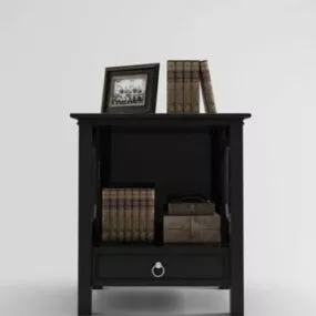 American Bedside Table Dark Wood 3d model
