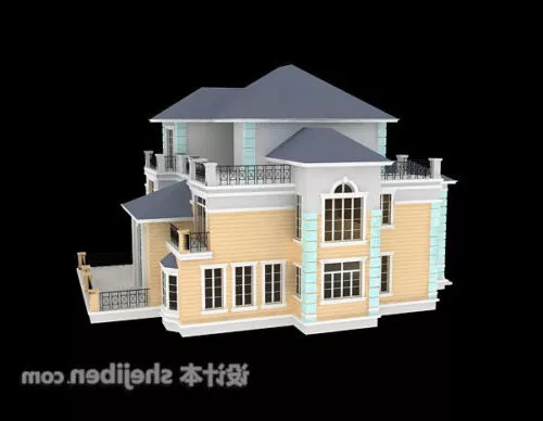 Brick Block Building 3d model