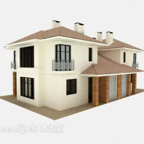 White Villa European Building 3d model