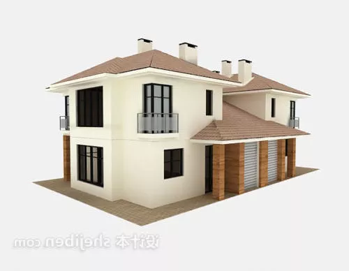 European Villa Building House Concept 3d model