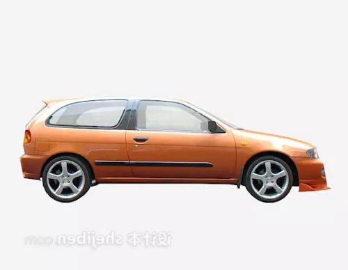 Yellow Painted Sedan Car 3d model Yellow Painted Sedan Car 3d model