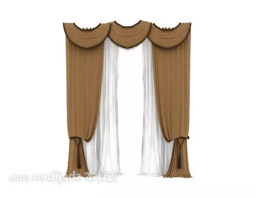Japanese Curtains In Room 3d model