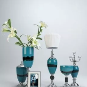 European Elegant Blue Vase Decoration 3d model