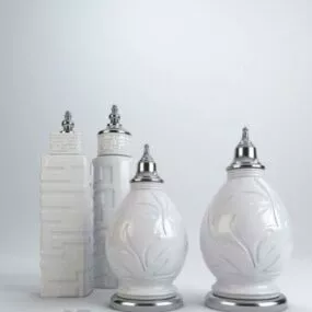 White Carving Ceramic Vase 3d model