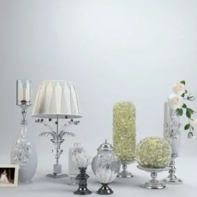 European Tableware With Lamp Decorative 3d model