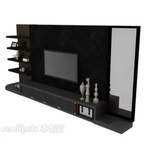 Modern Style Black Tv Wall 3d model