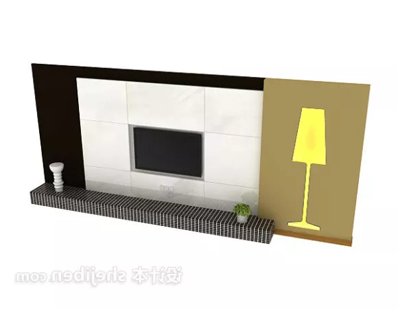 Modern Tv Wall With Floor Lamp 3d model Modern Tv Wall With Floor Lamp 3d model
