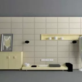 Modern Style Beige Painted Tv Wall 3d model