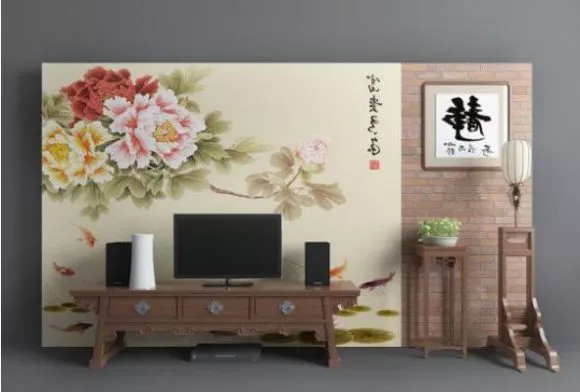Chinese Painting Tv Wall V1 3d model Chinese Painting Tv Wall V1 3d model