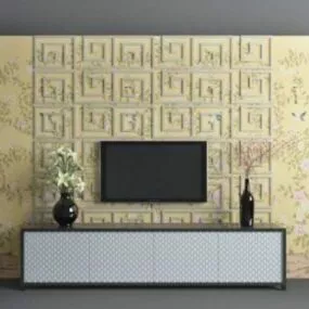 Chinese Pattern Tv Wall 3d model