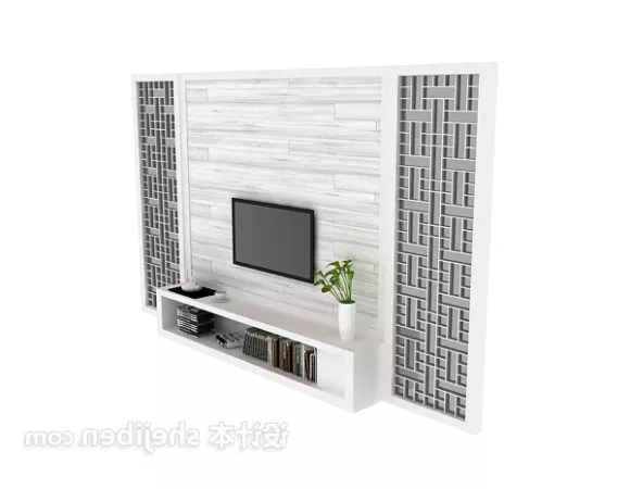 White Carving Tv Wall 3d model White Carving Tv Wall 3d model