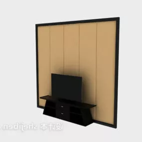 Chinese Simple Wood Tv Wall 3d model