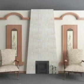 European Simple Fireplace 3d model