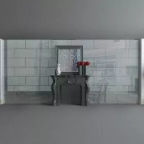 European Stone Fireplace Wall Decor 3d model