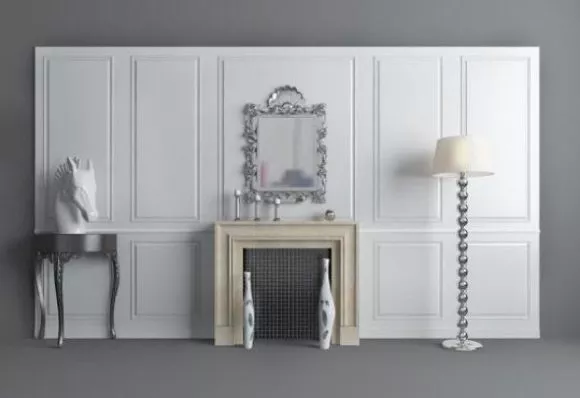 Stone Fireplace Corner Furniture 3d model