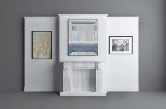 Classic Brick Fireplace With Shelf 3d model