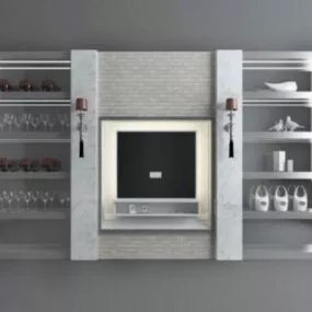 Fireplace With Shelves 3d model