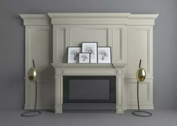 Wooden Fireplace Mantel 3d model