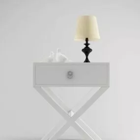 White Simple Console Table 3d model