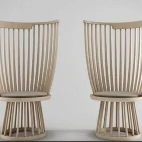 Wood Single Chair Furniture 3d model