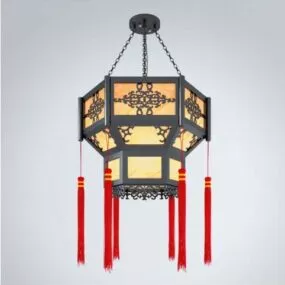 Chinese Style Retro Carving Chandelier 3d model